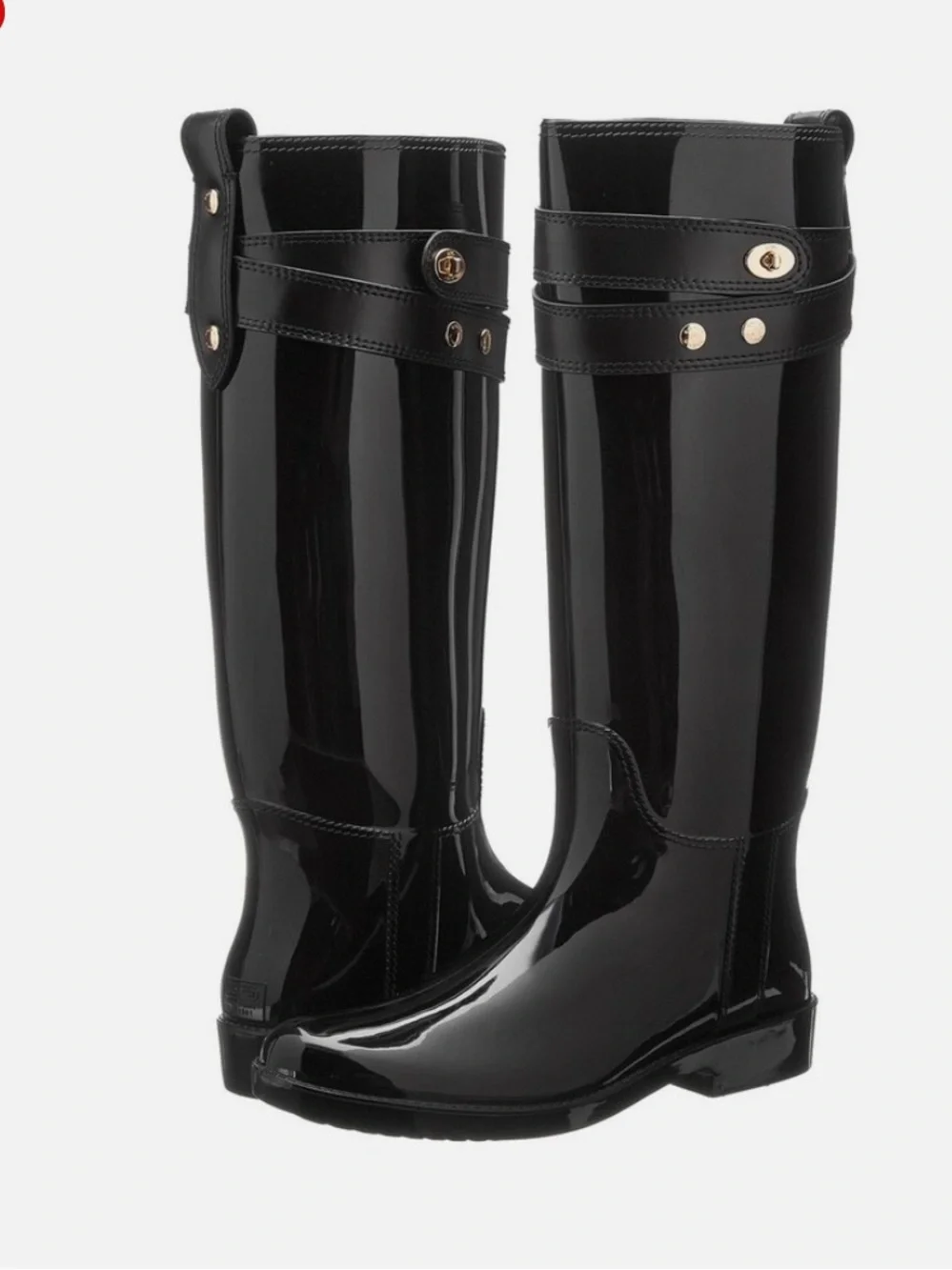 Coach Talia Black Rubber Boots Women’s Size 7